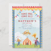 Invitation de premier anniversaire cirque de conte (Devant)