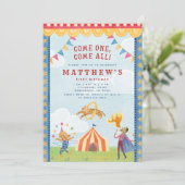 Invitation de premier anniversaire cirque de conte (Debout devant)