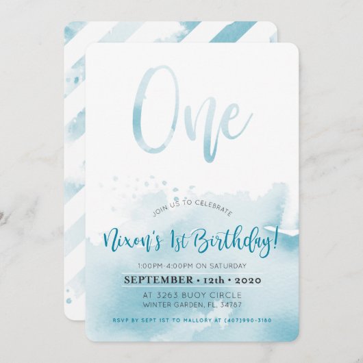 Invitation de premier anniversaire CUSTOM pour Nix (Devant / Derrière)