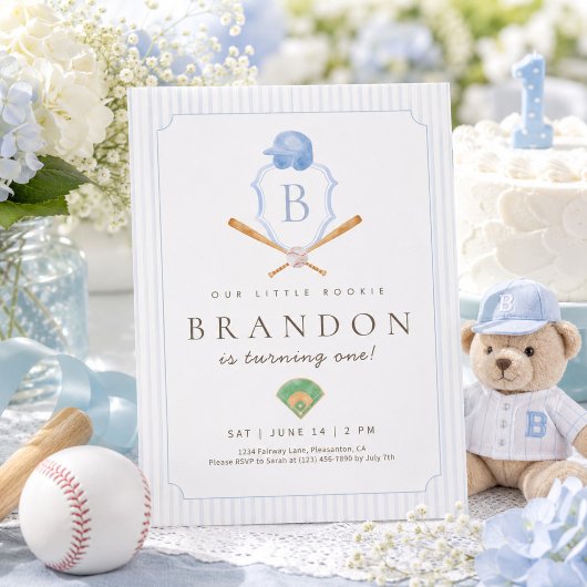 Invitation de premier anniversaire de baseball ble