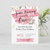 Invitation de premier anniversaire de Bunny Pink (Debout devant)