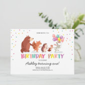 Invitation de premier anniversaire de forêt Animau (Debout devant)