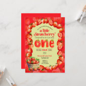 Invitation de premier anniversaire de fraise (Devant/Arrière en situation)