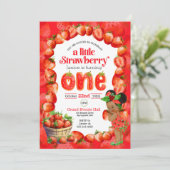 Invitation de premier anniversaire de fraise (Debout devant)