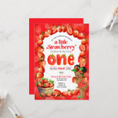 Invitation de premier anniversaire de fraise (Devant/Arrière en situation)