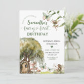 Invitation de premier anniversaire de la fée de fo (Debout devant)