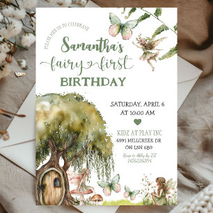 Invitation de premier anniversaire de la fée de fo