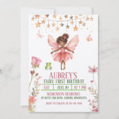 Invitation de premier anniversaire de la fée de fo (Devant)