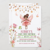 Invitation de premier anniversaire de la fée de fo (Devant / Derrière)