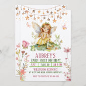 Invitation de premier anniversaire de la fée de fo (Devant / Derrière)