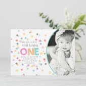 Invitation de premier anniversaire Fille Aquarelle (Debout devant)