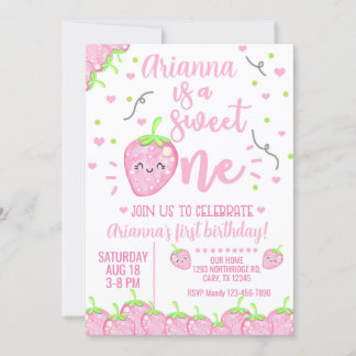 Invitation de premier anniversaire, fille aux frai