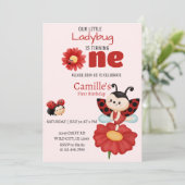 Invitation de premier anniversaire florale avec co (Debout devant)