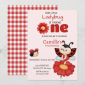 Invitation de premier anniversaire florale avec co (Devant / Derrière)