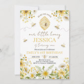 Invitation de premier anniversaire florale Petite (Devant)