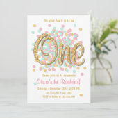 Invitation de premier anniversaire Girl Pink Gold  (Debout devant)