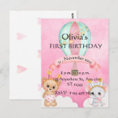 Invitation de premier anniversaire jolie (Devant / Derrière)