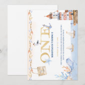 Invitation de premier anniversaire nautique (Devant / Derrière)