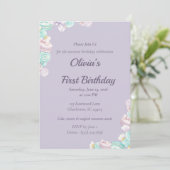 Invitation de premier anniversaire Pastel Candy Fa (Debout devant)