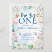 Invitation de premier anniversaire Pintable Océan (Devant)