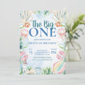 Invitation de premier anniversaire Pintable Océan (Debout devant)
