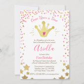 Invitation de premier anniversaire Princesse Gold (Devant)