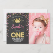 Invitation de premier anniversaire Princesse Gold  (Devant)