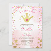 Invitation de premier anniversaire Princesse Gold (Devant)