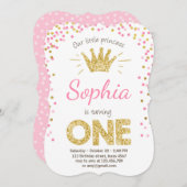 Invitation de premier anniversaire Princesse Gold (Devant / Derrière)