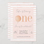 Invitation de premier anniversaire rose (Devant / Derrière)