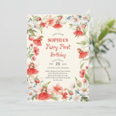 Invitation de premier anniversaire rouge de jardin (Debout devant)