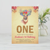 Invitation de premier anniversaire Rustique Floral (Debout devant)