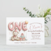 Invitation de premier anniversaire sucré avec ours (Debout devant)