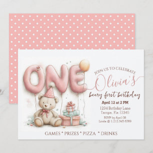 Invitation de premier anniversaire sucré avec ours