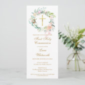 Invitation de première communion avec croix dorée  (Debout devant)