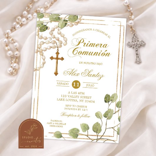 Invitation de première communion catholique Rosair