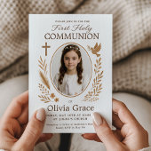 Invitation de première communion de fille rustique