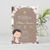 Invitation de première communion florale boho (Debout devant)