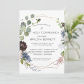 Invitation de première communion florale géométriq (Debout devant)