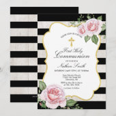 Invitation de première communion garçon | Or (Devant / Derrière)