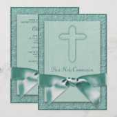 Invitation de première communion pour filles en bl (Devant / Derrière)