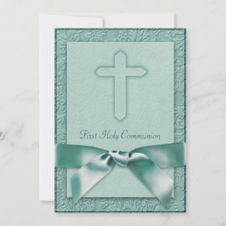 Invitation de première communion pour filles en bl