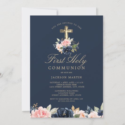 Invitation de première communion pour garçons avec (Devant)