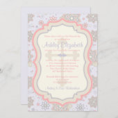 Invitation de première communion rose violet (Devant / Derrière)
