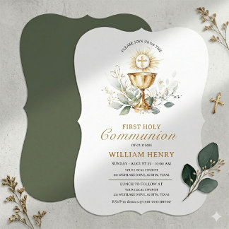 Invitation de première communion verte 