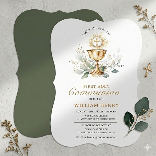 Invitation de première communion verte