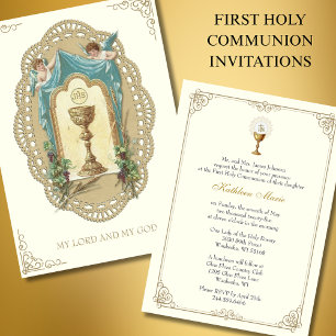 Invitation de première communion vintage catholiqu