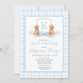 Invitation de Preppy Dog En vichy Crest Baby showe (Devant)