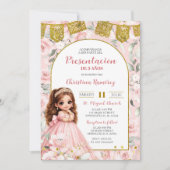 Invitation de présentation de fille florale rose p (Devant)
