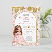 Invitation de présentation de fille florale rose p (Debout devant)
